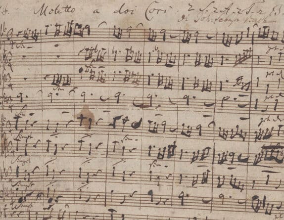 An illustration of historical hand-written musical notation