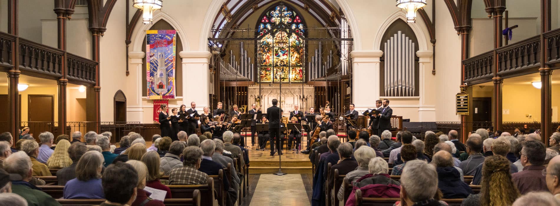 Washington Bach Consort performing a free Noontime Cantata in the Church of the Epiphany