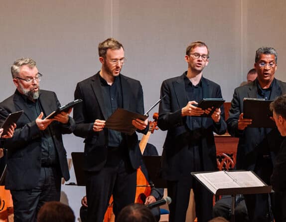 A group of eight singers from the Washington Bach Consort