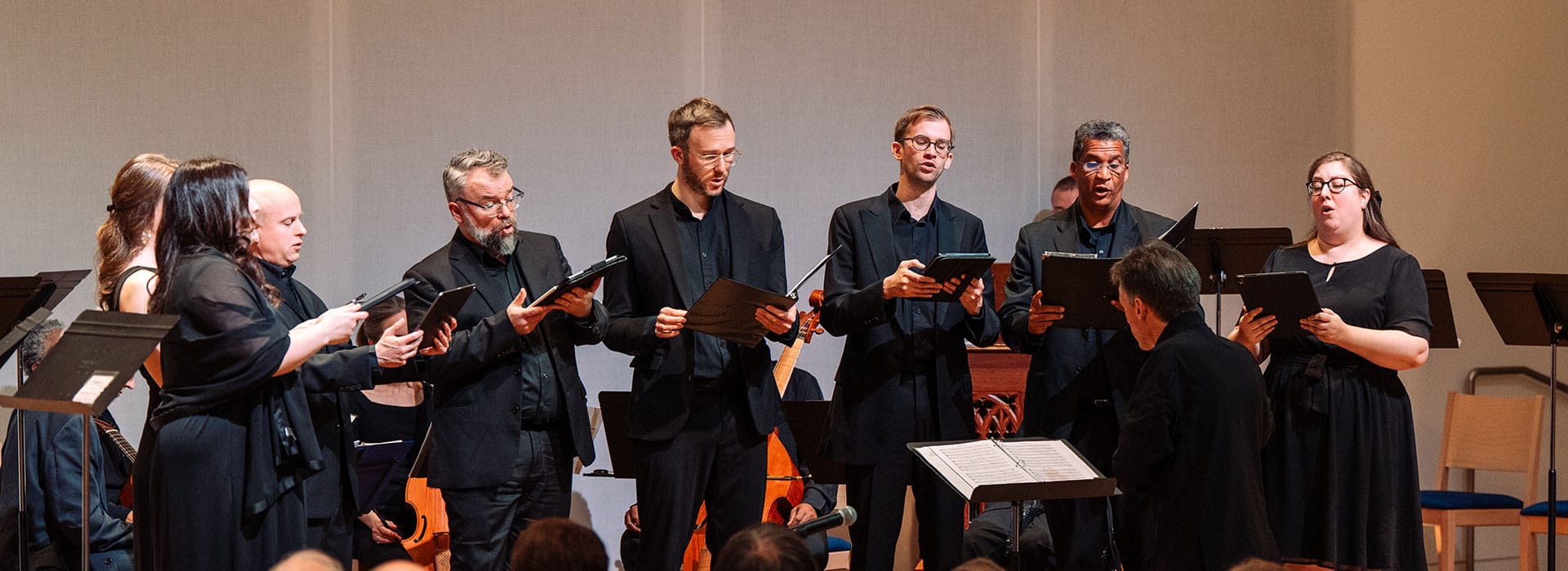 A group of eight singers from the Washington Bach Consort